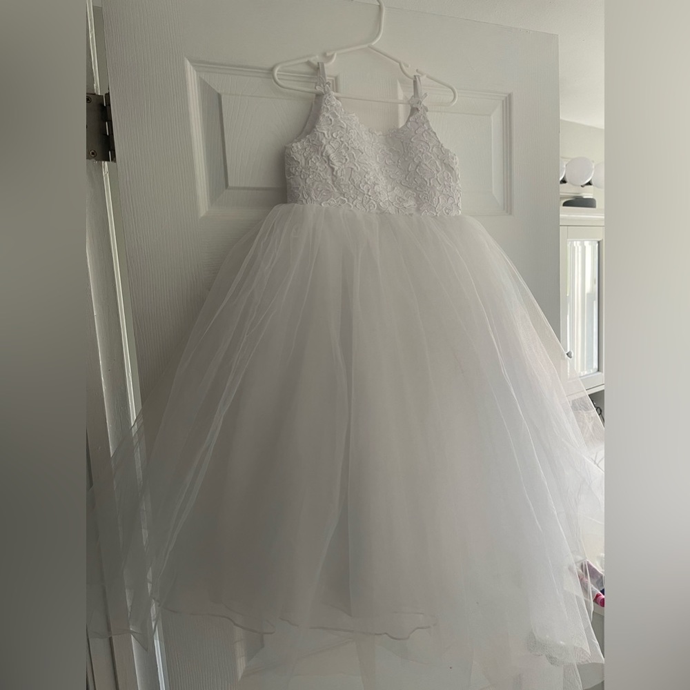 White flower girl dress